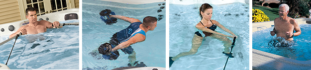 A variety of fitness exercises is possible with the Michael Phelps Swim Spa by Master Spas.